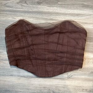Zara Chocolate Brown Sheer Corset Top
